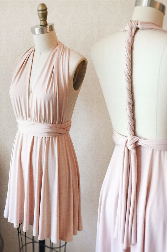 Cute Short A-Line Pink Bridesmaid Dress