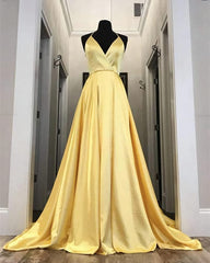 Long Yellow bridesmaid Dresses, Leg Split Evening Gowns