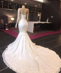 Modern Strapless Lace Appliques Mermaid Wedding Bridal Gowns New Arrival