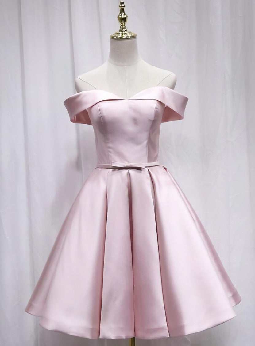 Pink Off Shoulder Bridesmaid Dress Outfits For Girls, Lovely Party Dress